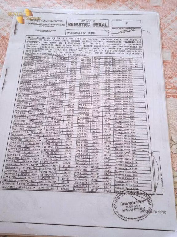 Fazenda de 1.524 ha em Porto Esperidião, MT