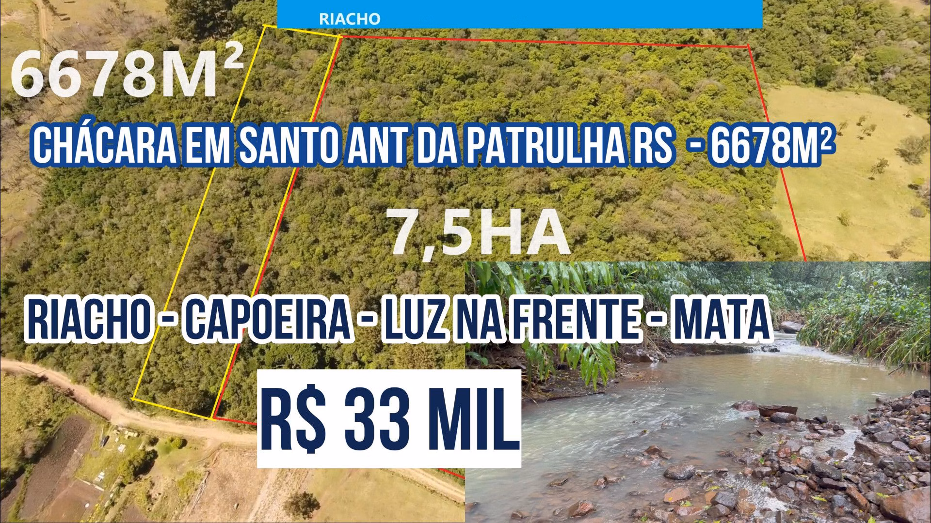 Chácara de 6.800 m² em Santo Antônio da Patrulha, RS