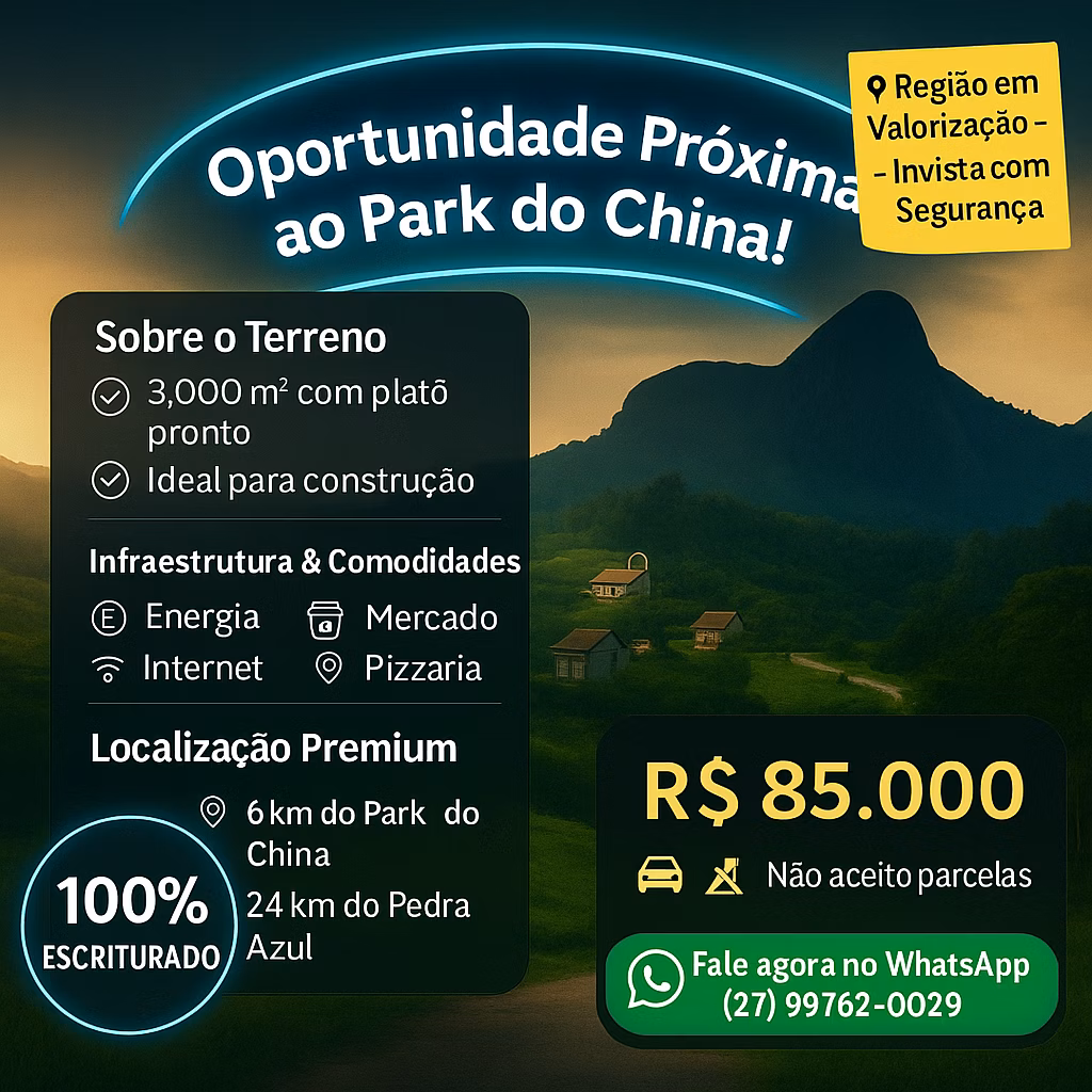 Terreno de 3.000 m² em Domingos Martins, ES